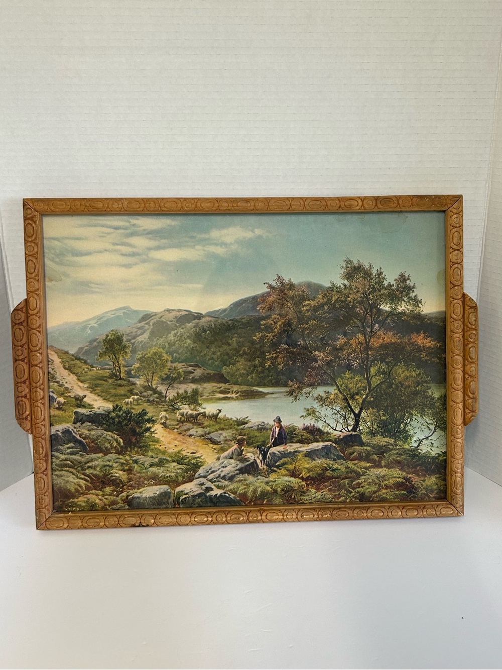 Vintage Shepherds with Sheep Wood Serving Tray